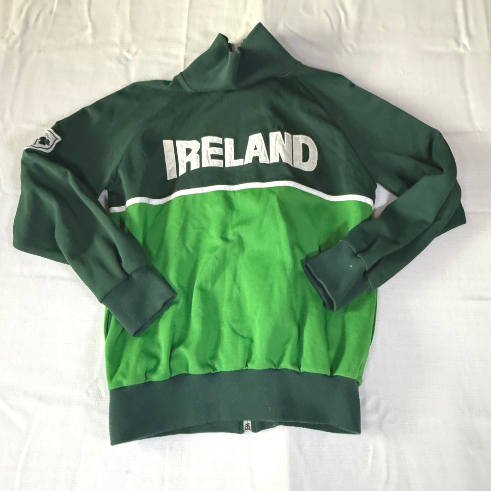 Vintage 90s Ireland Track Jacket Shamrock Green Full Zip ACE Size Medium - Picture 8 of 9